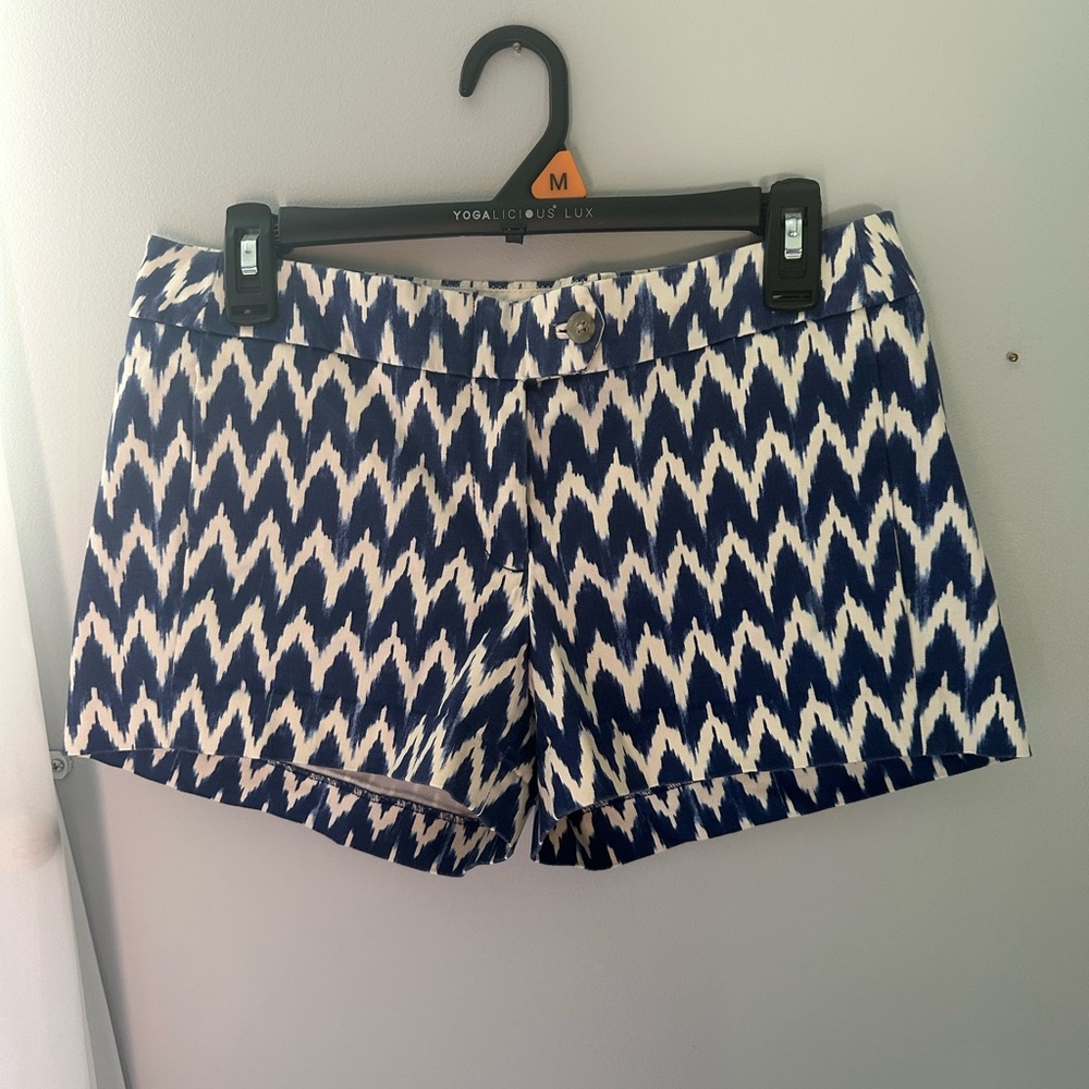 J Crew Blue and White Chevron Shorts
